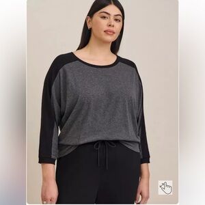 Torrid 00x 10 Super Soft Slub Striped Sleeve Dolman Top